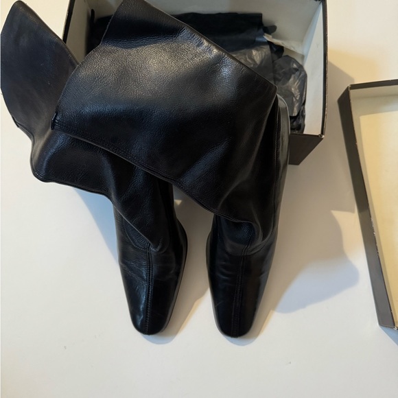 Italian blk leather boots, vintage Anne Klein, gorgeous! size 10 3 in heel - Picture 7 of 10